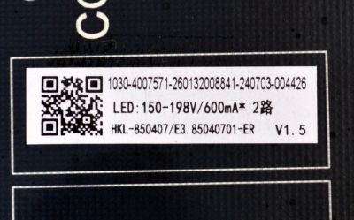 KIT DE TARJETAS ORIGINAL PARA TV TCL / NUMERO DE PARTE MAIN G0301-000364 / G0102-000216 / 40-MT26G1-MAB2HG / FUENTE 260132008841 / HKL-850407 / 1030-4007571 / PANEL HK850WLEDM-JH81H / DISPLAY PT850GT01-4 VER.1.0 / MODELO 85S410R - Imagen 4